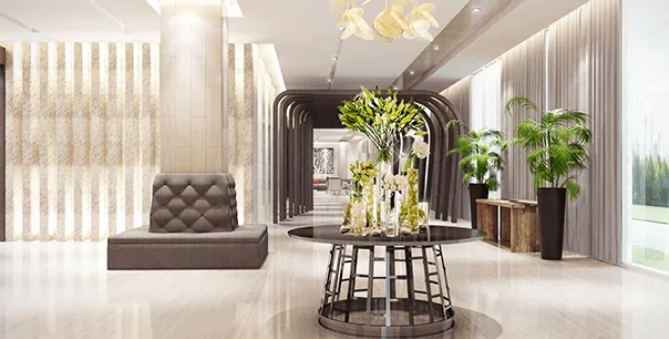 The lobby at Shore 3 Residences.