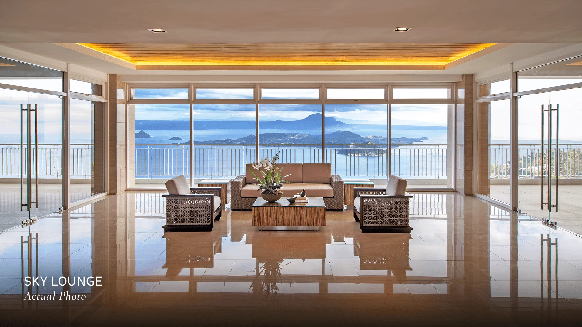 The Sky Lounge at Wind Residences, with a view over Taal Lake.