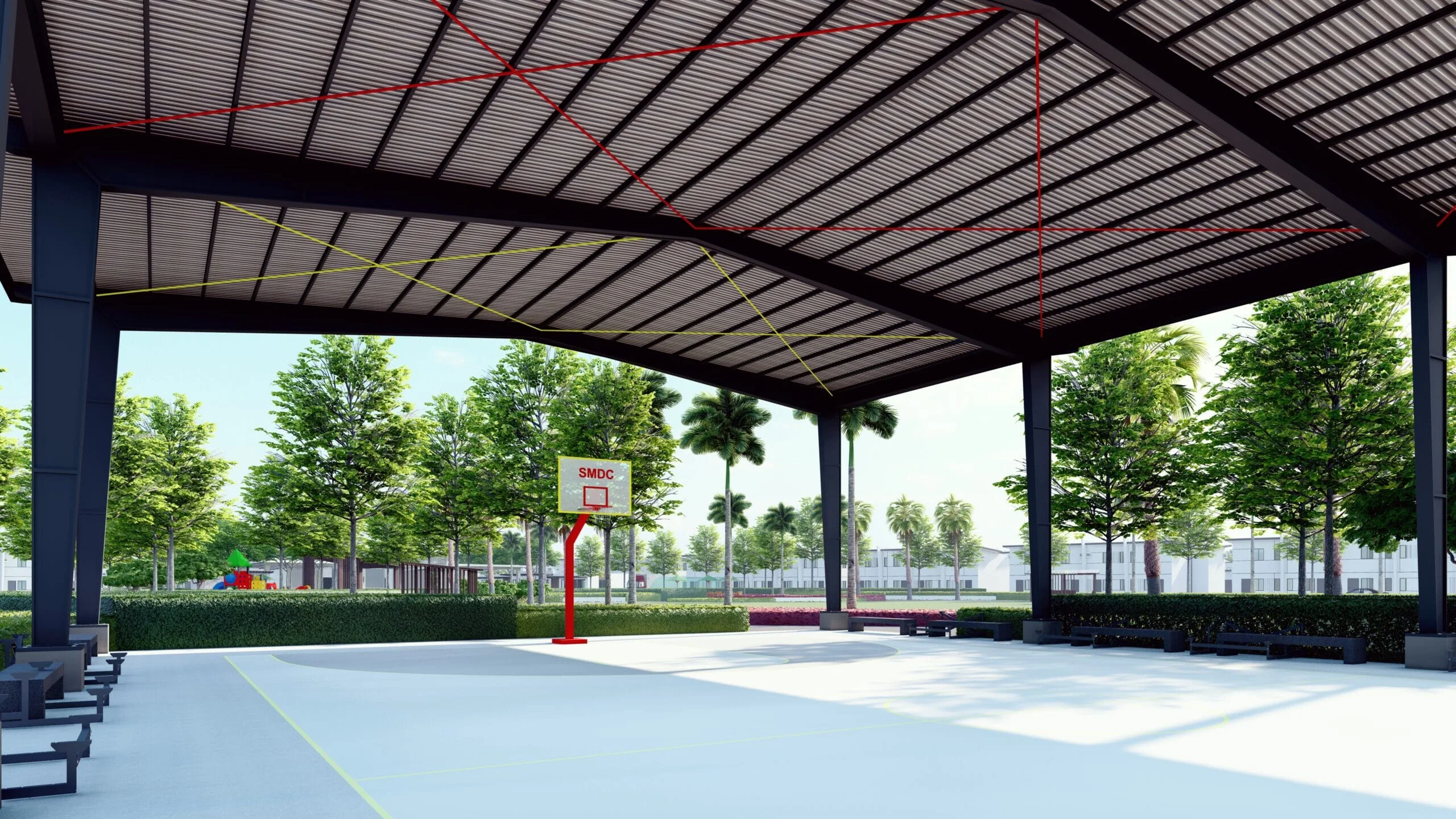 The basketball court at Cheerful Homes 2.