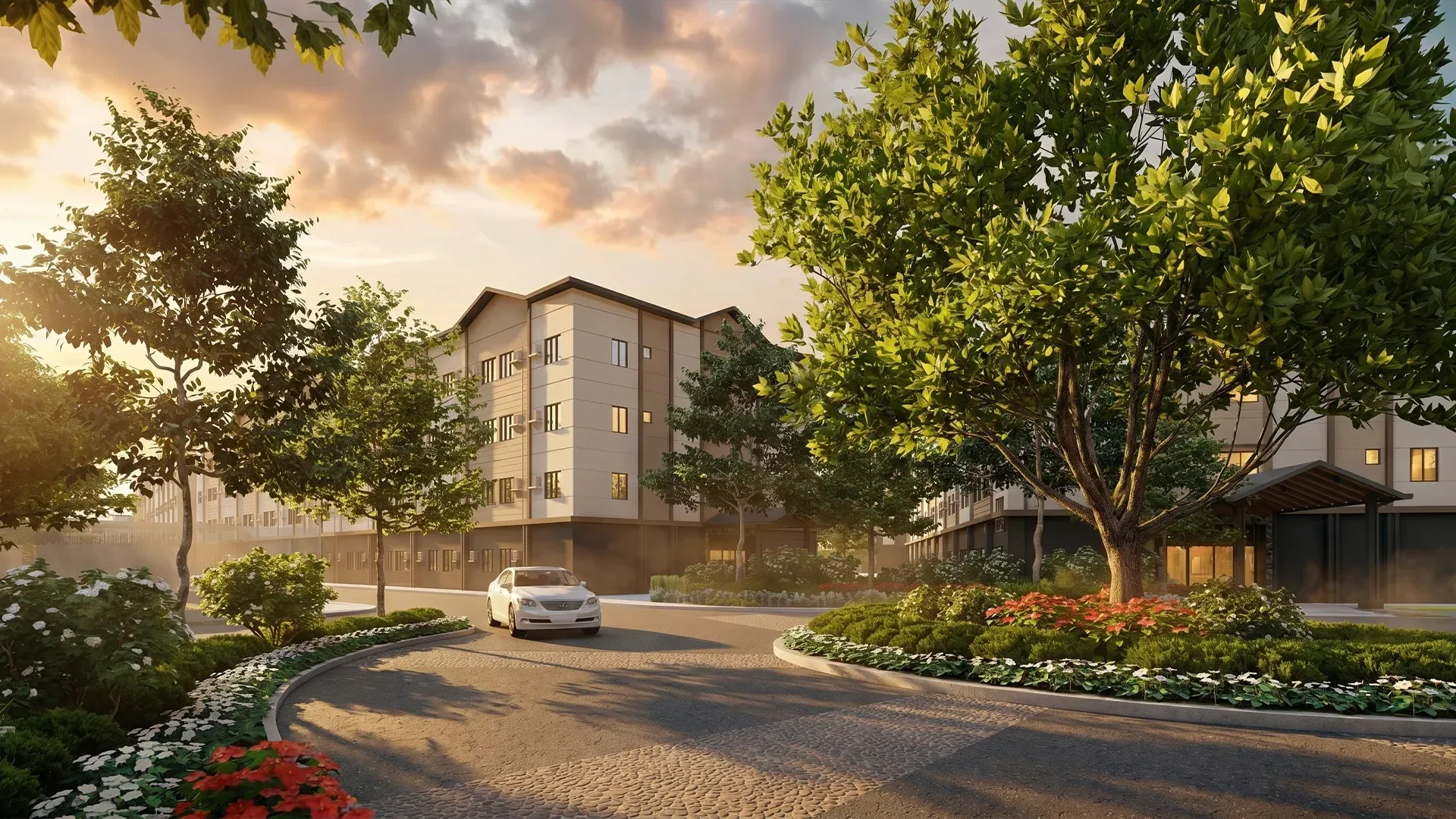 The driveway and entrance at Zeal Residences.