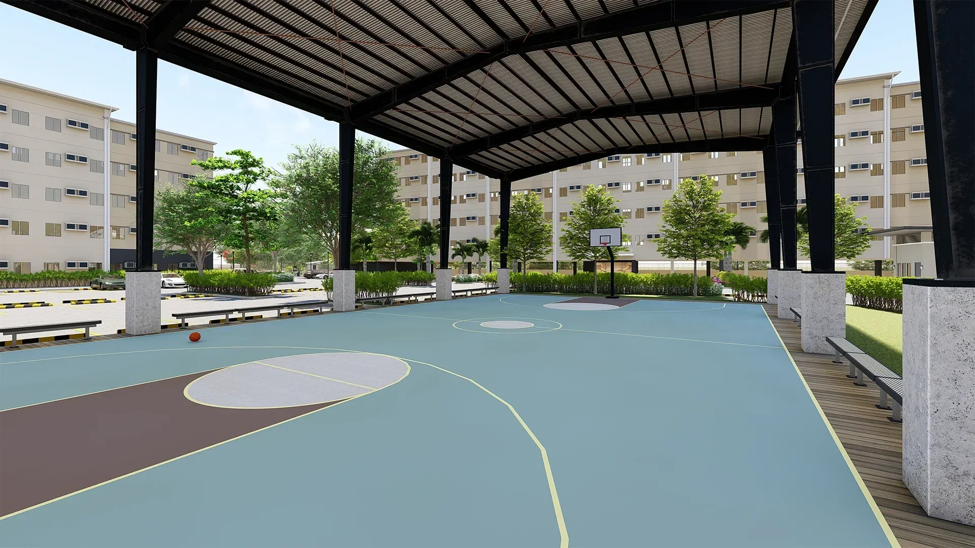 The basketball court at Hill Residences.