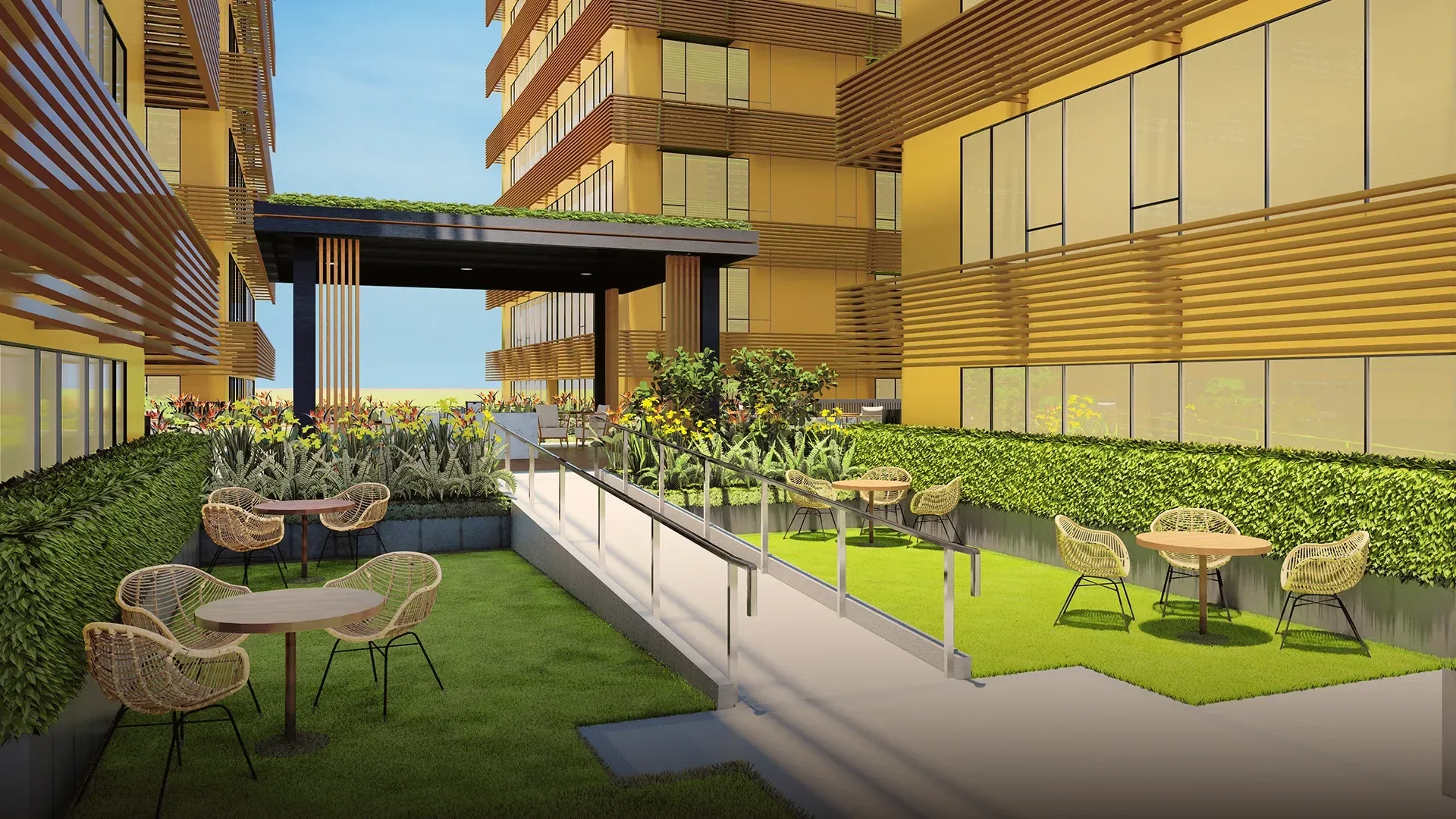 The courtyard at Gold City.