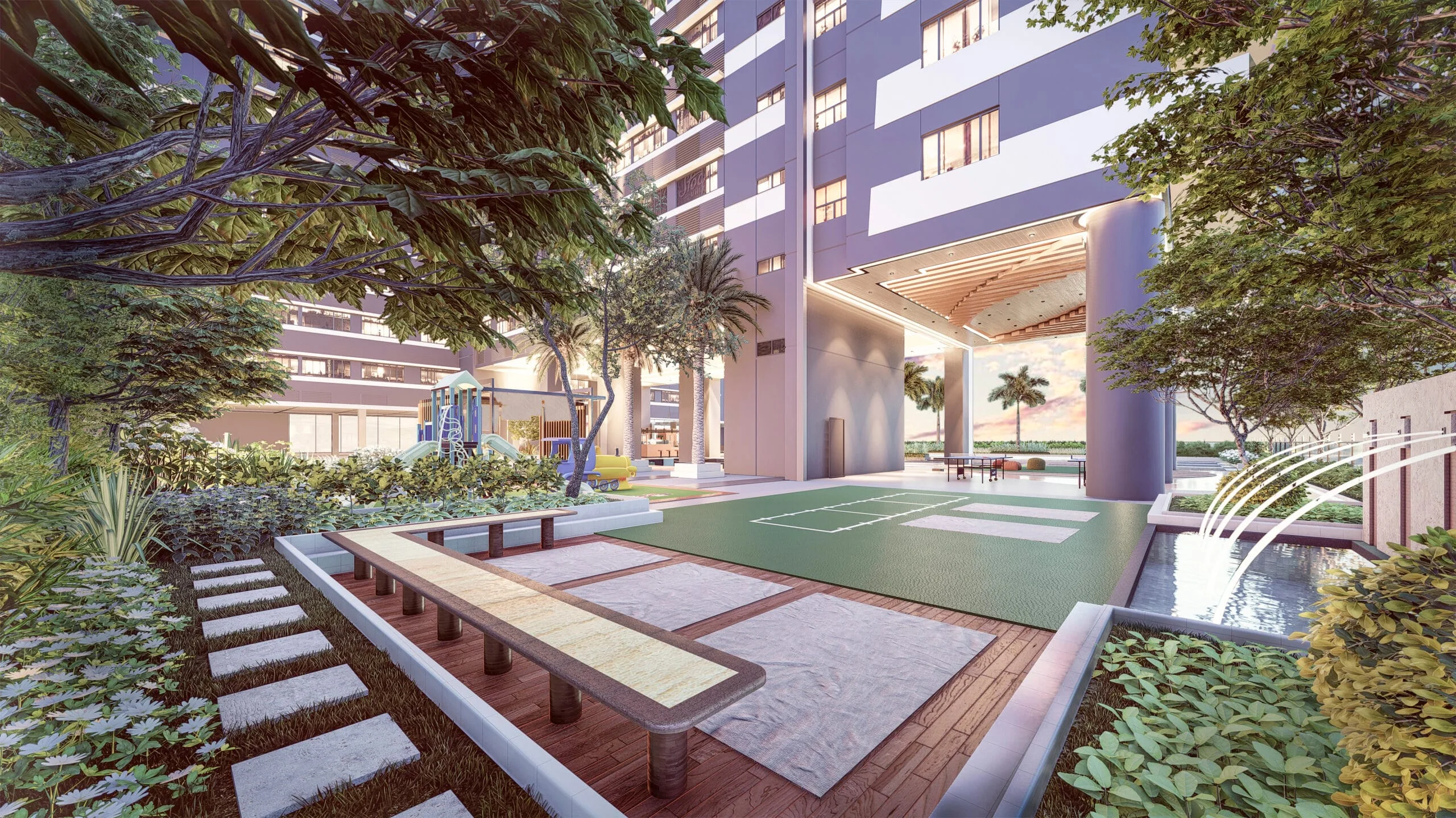 The pocket garden at Gem Residences.