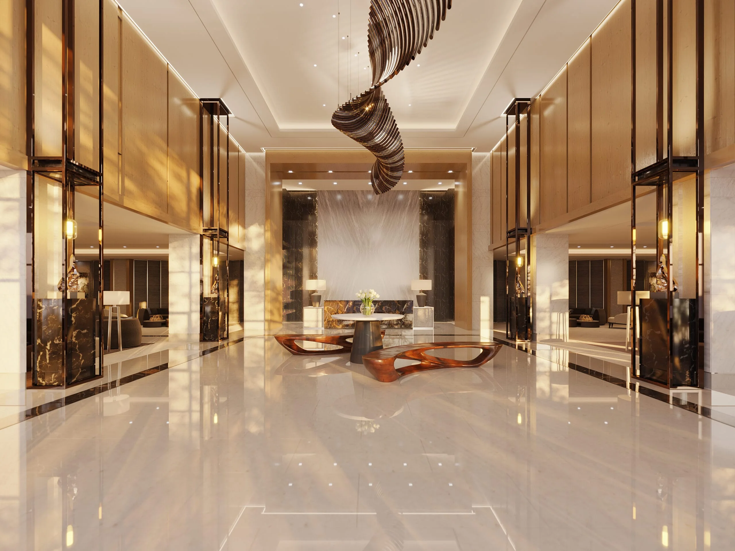 The lobby at Sail Residences.
