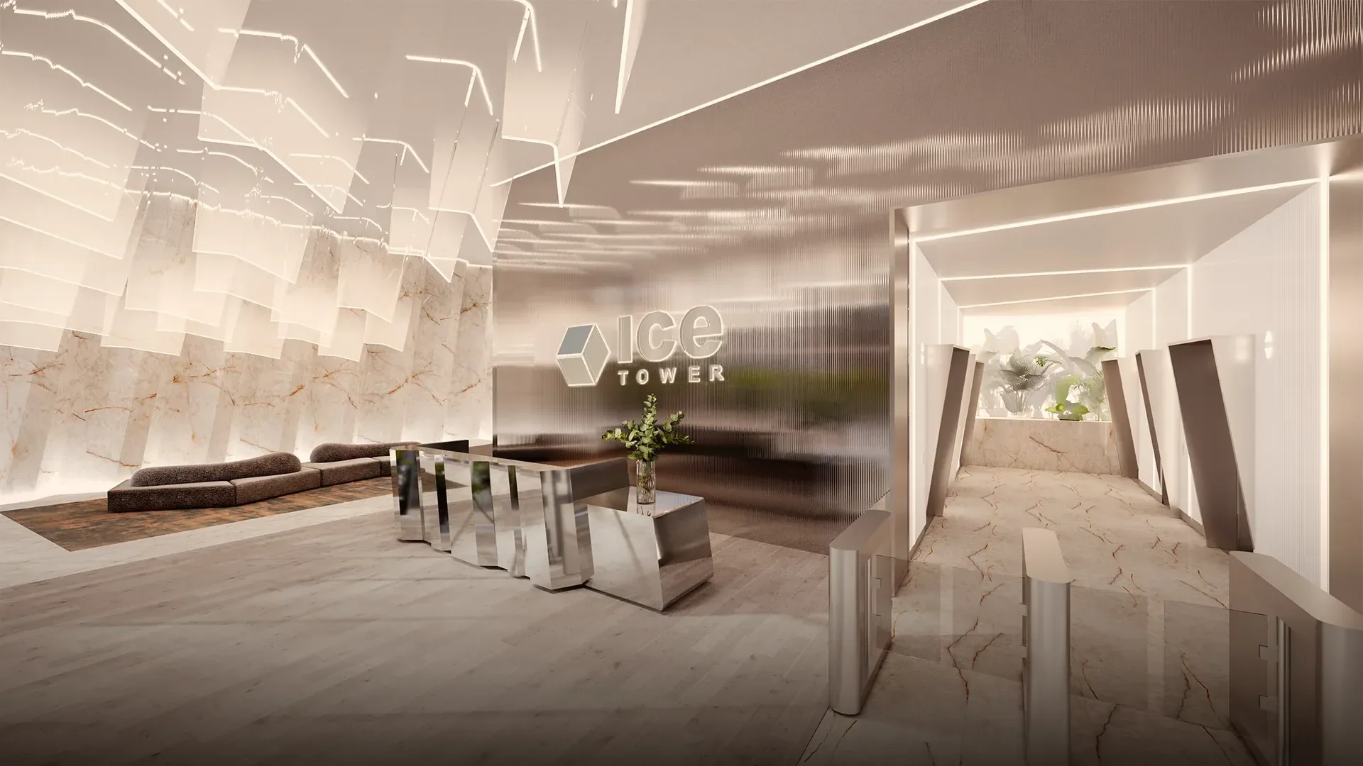 The lobby at Ice Tower Residential Offices.