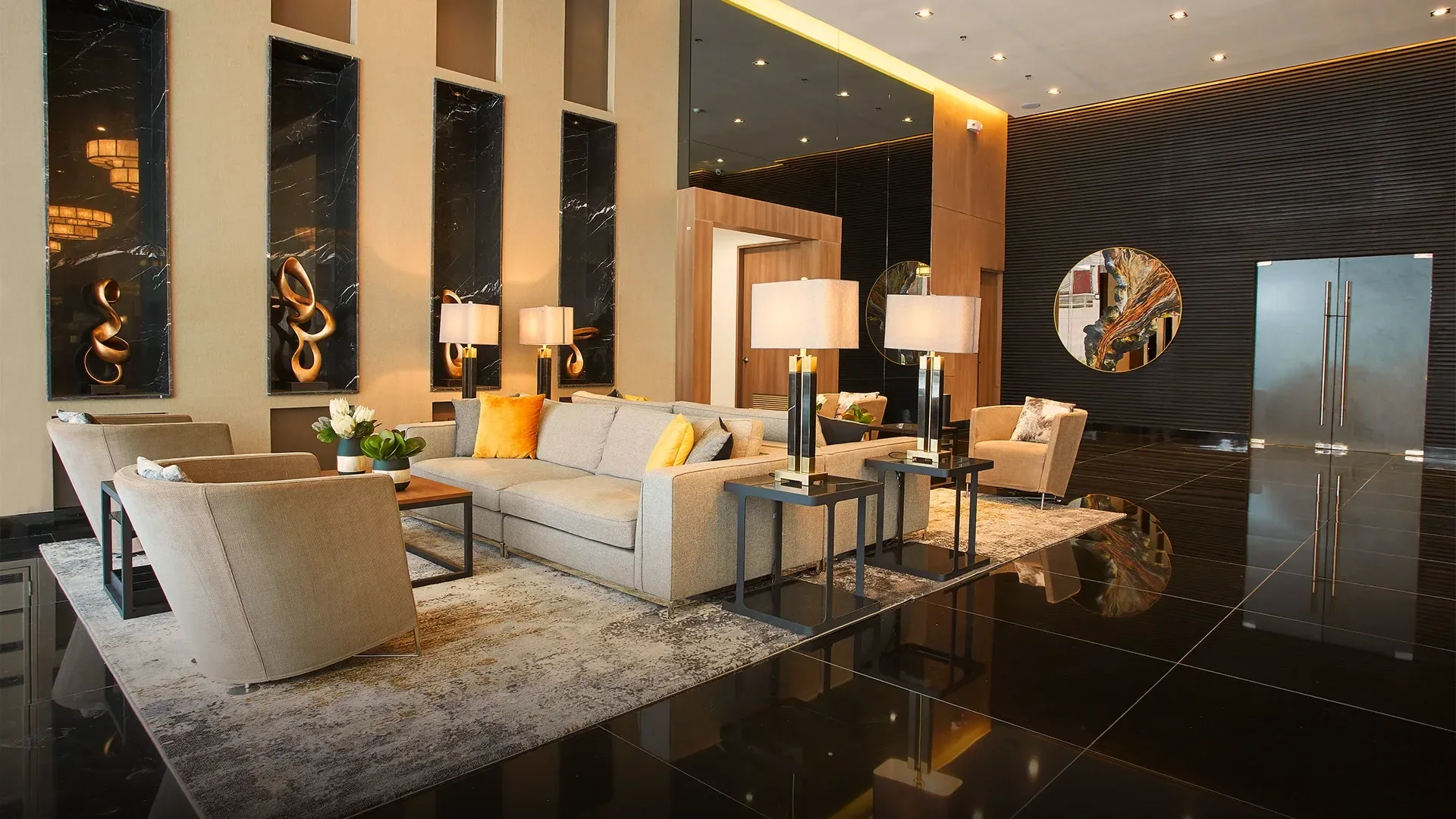 The grand lobby at Air Residences.