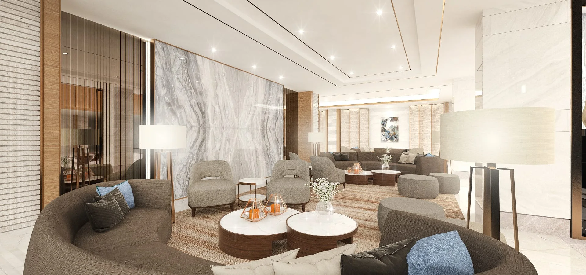 A second view of the lobby at Sail Residences.