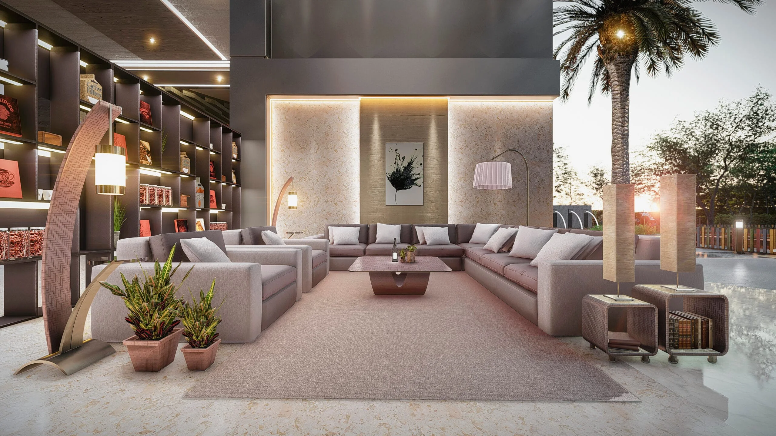 The amenity lounge at Gem Residences.