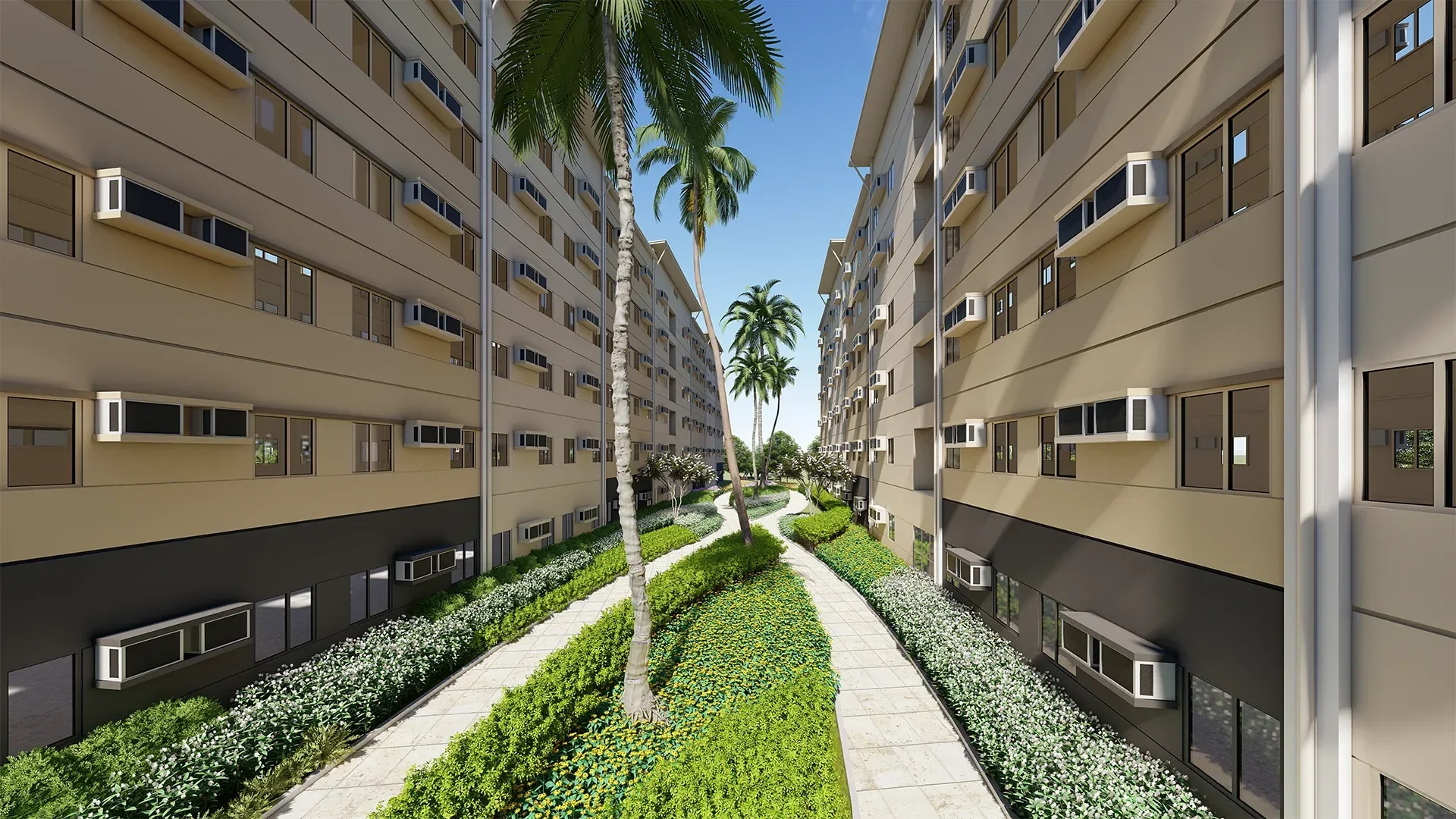 The linear park at Hill Residences.
