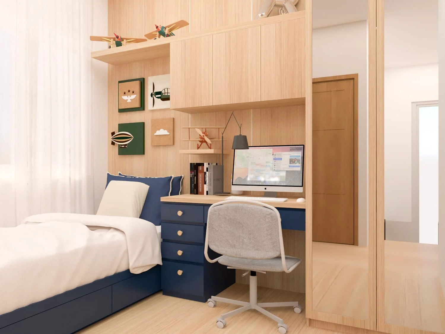 A bedroom inside a Symphony Homes model house.