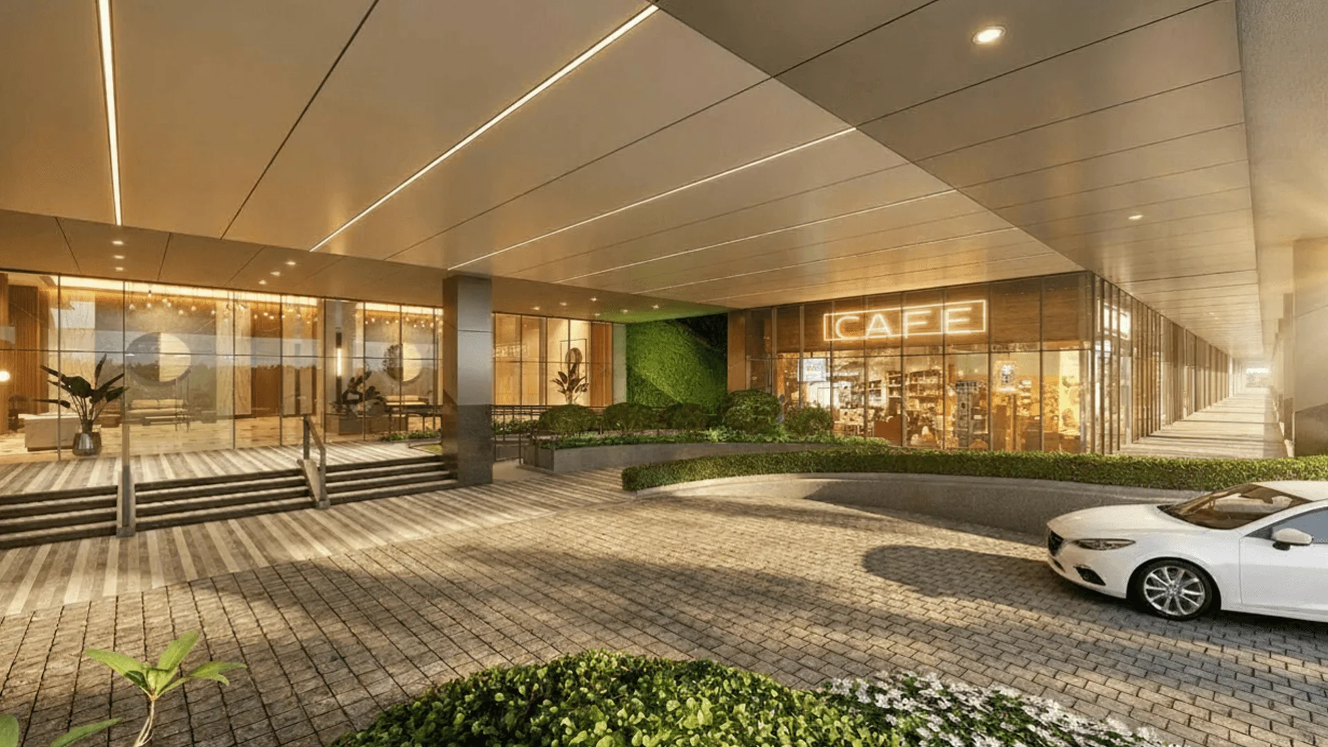 The building drop-off area at Twin Residences.