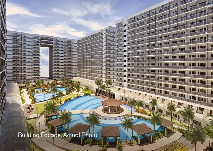Shell Residences tower facade adjacent to Mall of Asia.