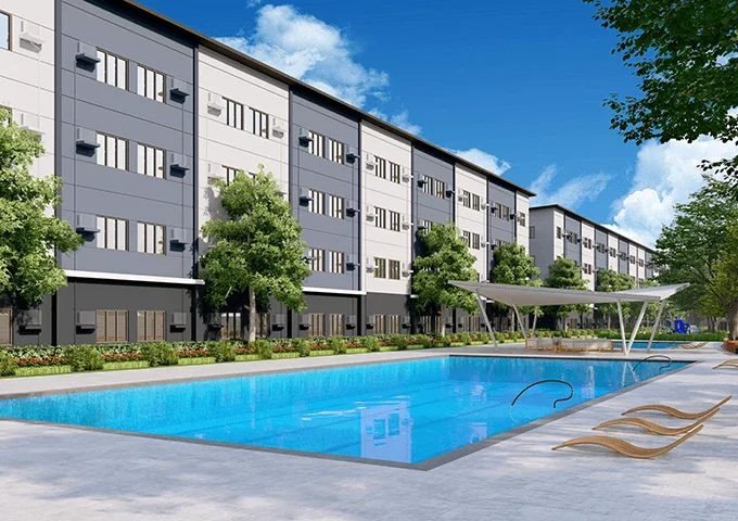 Vail Residences building facade and pool in Cagayan de Oro City.