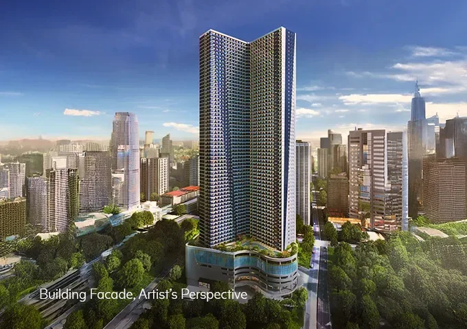Air Residences building facade off Ayala Avenue, Makati City.