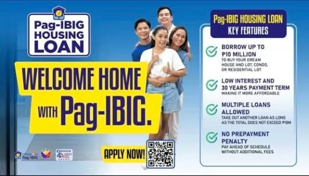 Pag-IBIG Housing Loan key features: borrow up to ₱10 million, low interest and 30-year payment term, multiple loans allowed, no prepayment penalty.
