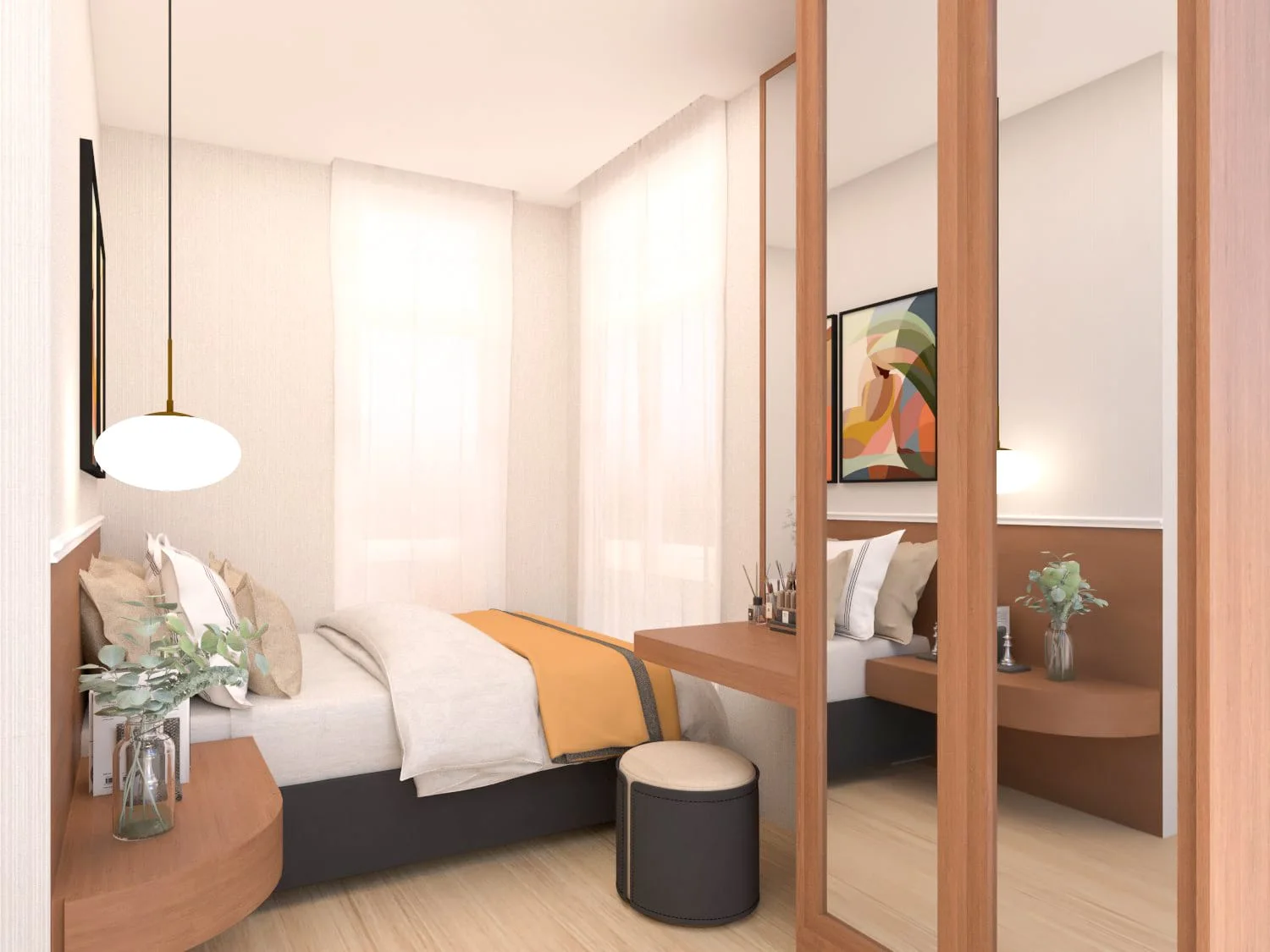 A master bedroom in a Symphony Homes model unit.