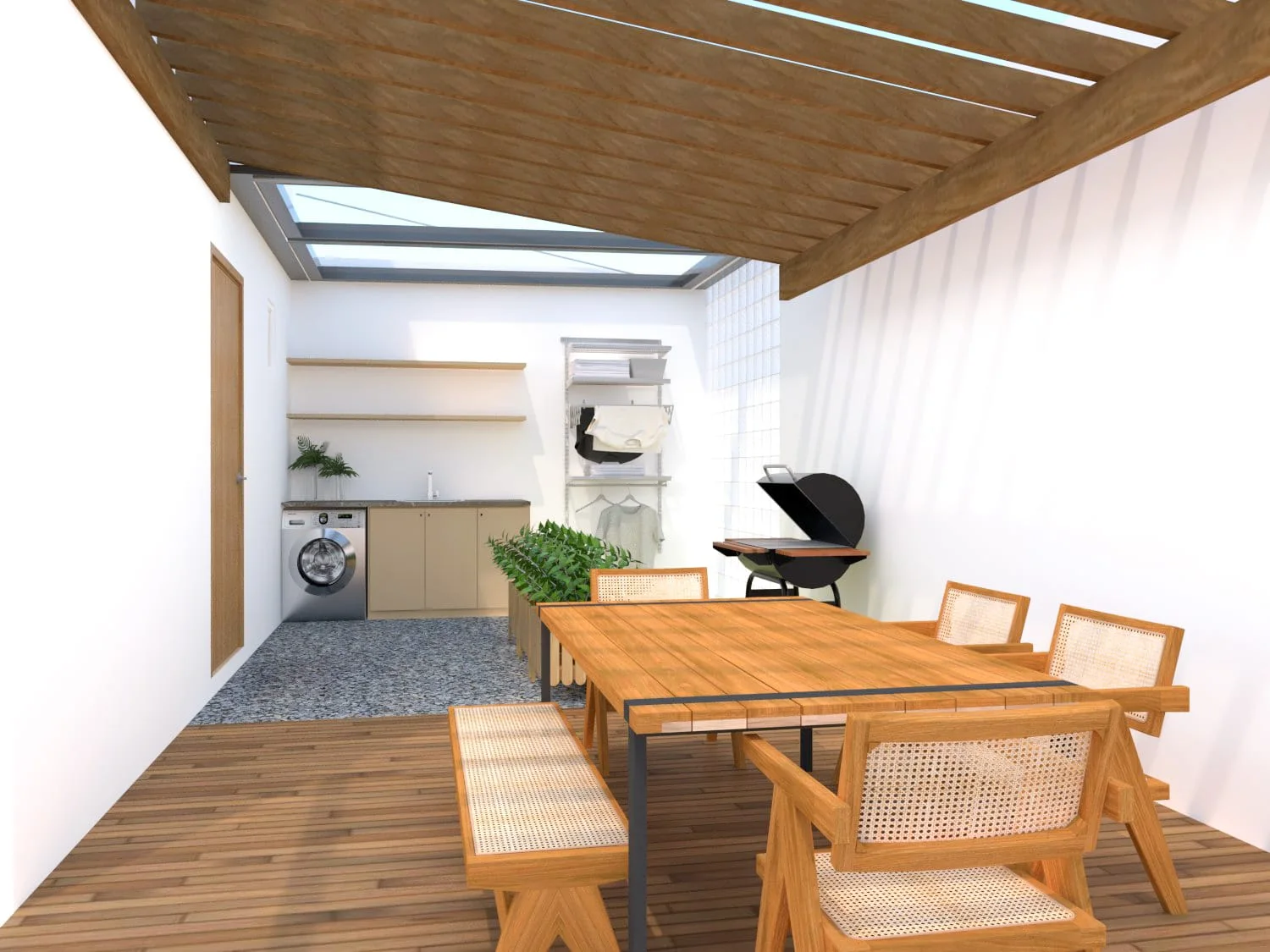 The outdoor yard space of a Symphony Homes model unit.