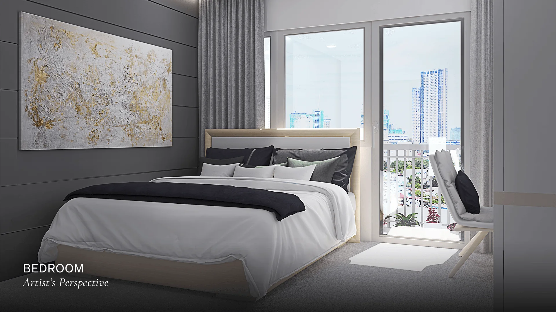 A unit interior at South 2 Residences.