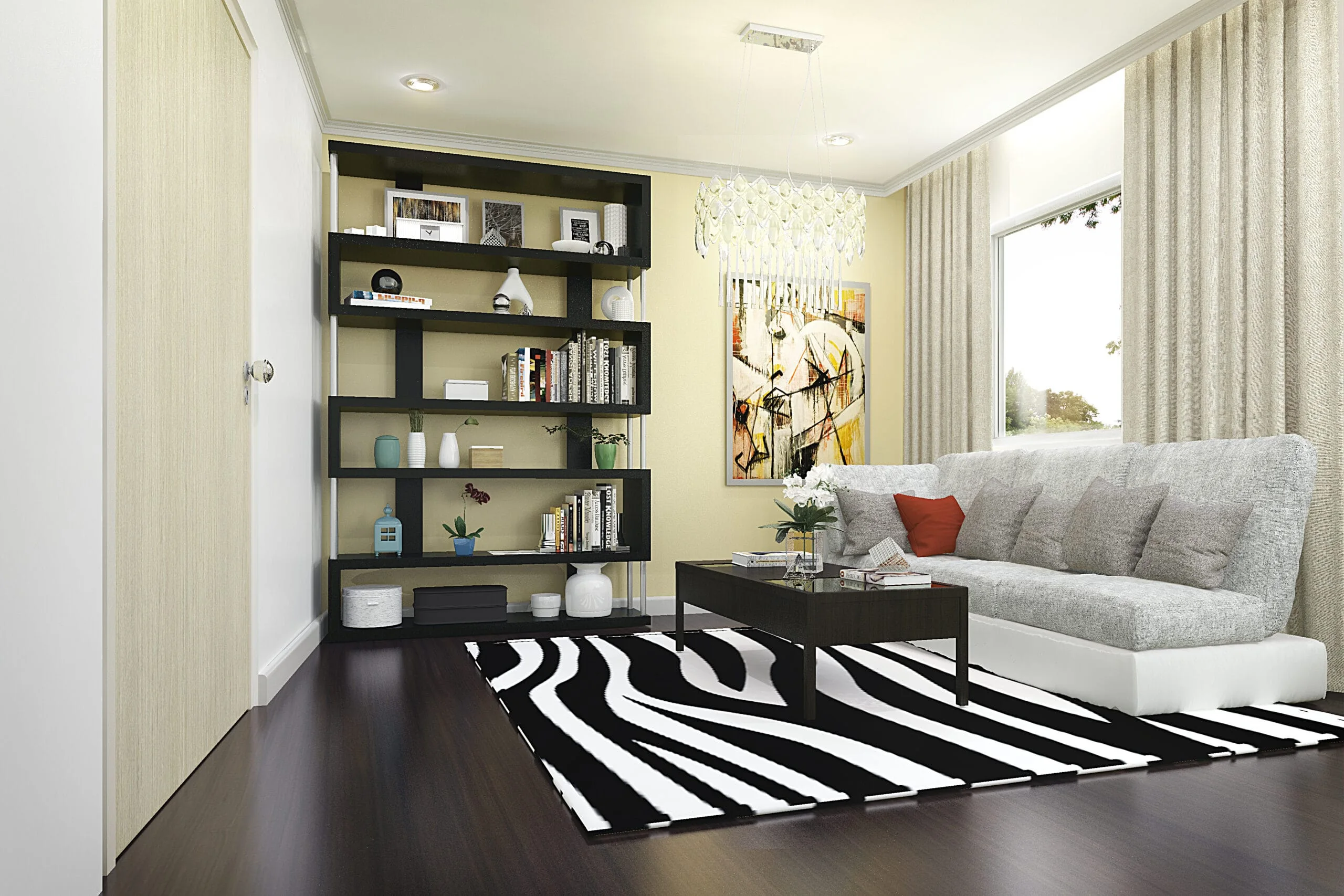 The living area of a 3-Bedroom dressed-up unit at Cheerful Homes.
