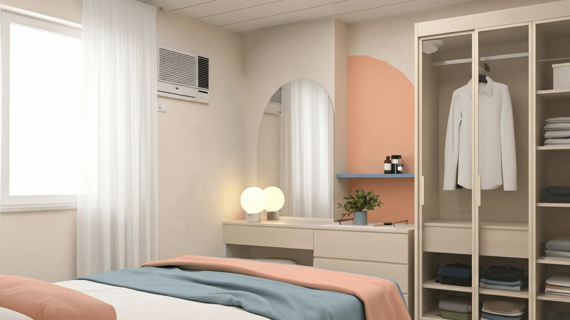 A bedroom in a 1-Bedroom unit at Zeal Residences.
