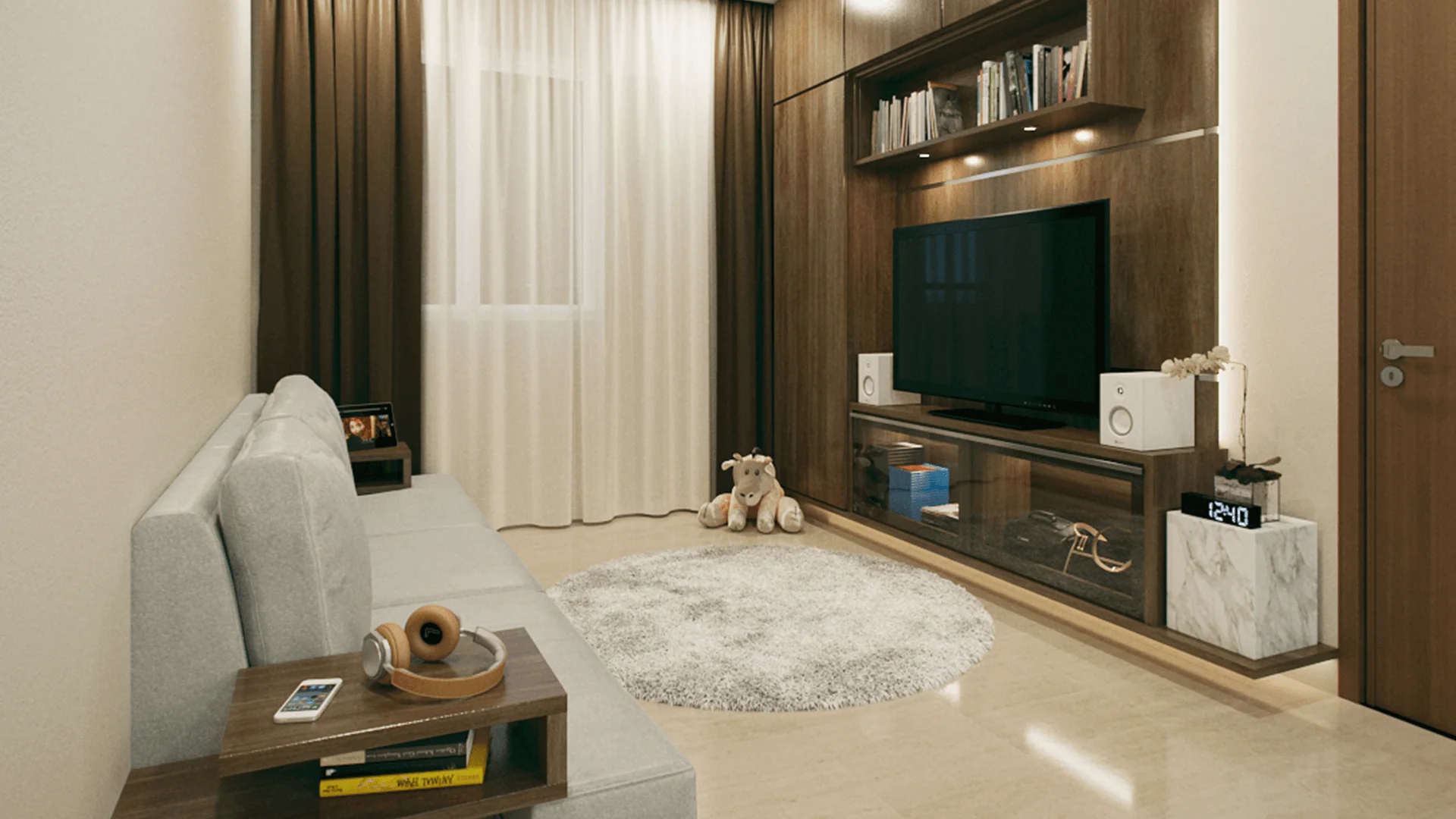 A unit interior at Red Residences.