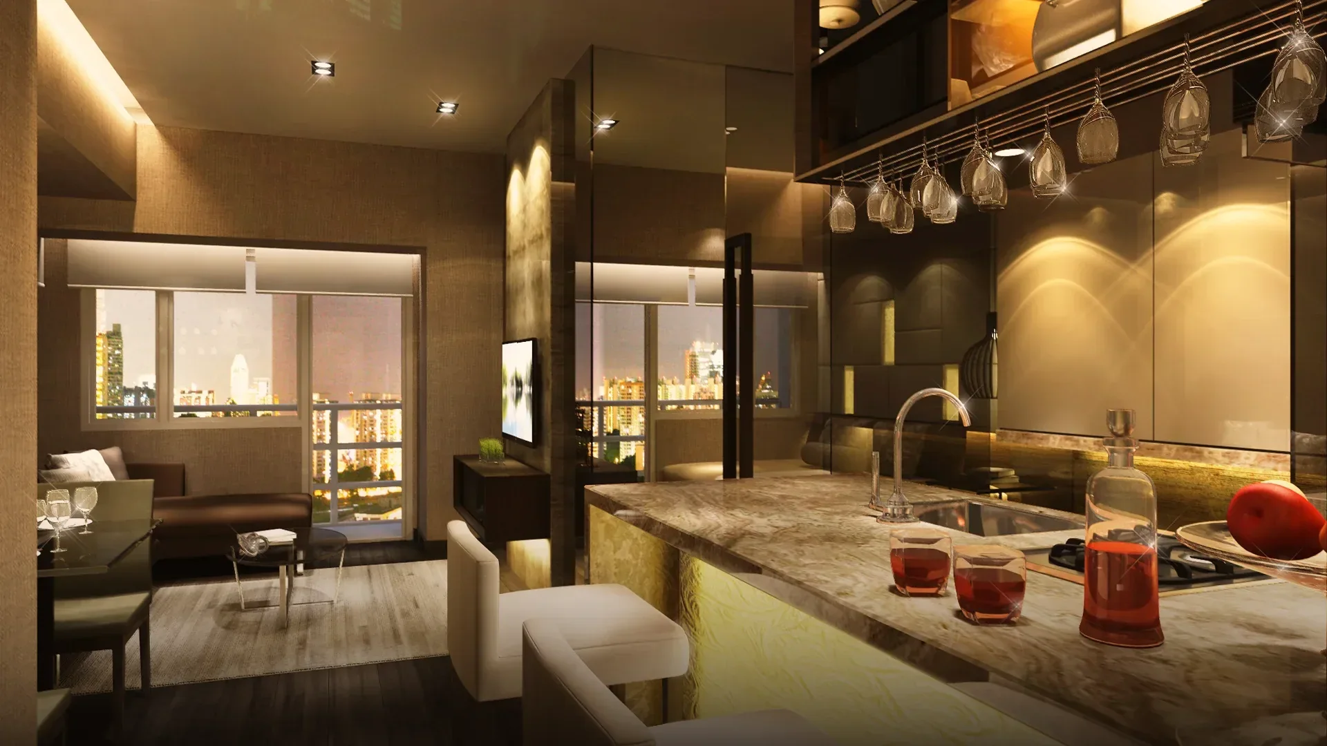 A unit bar area at Air Residences.