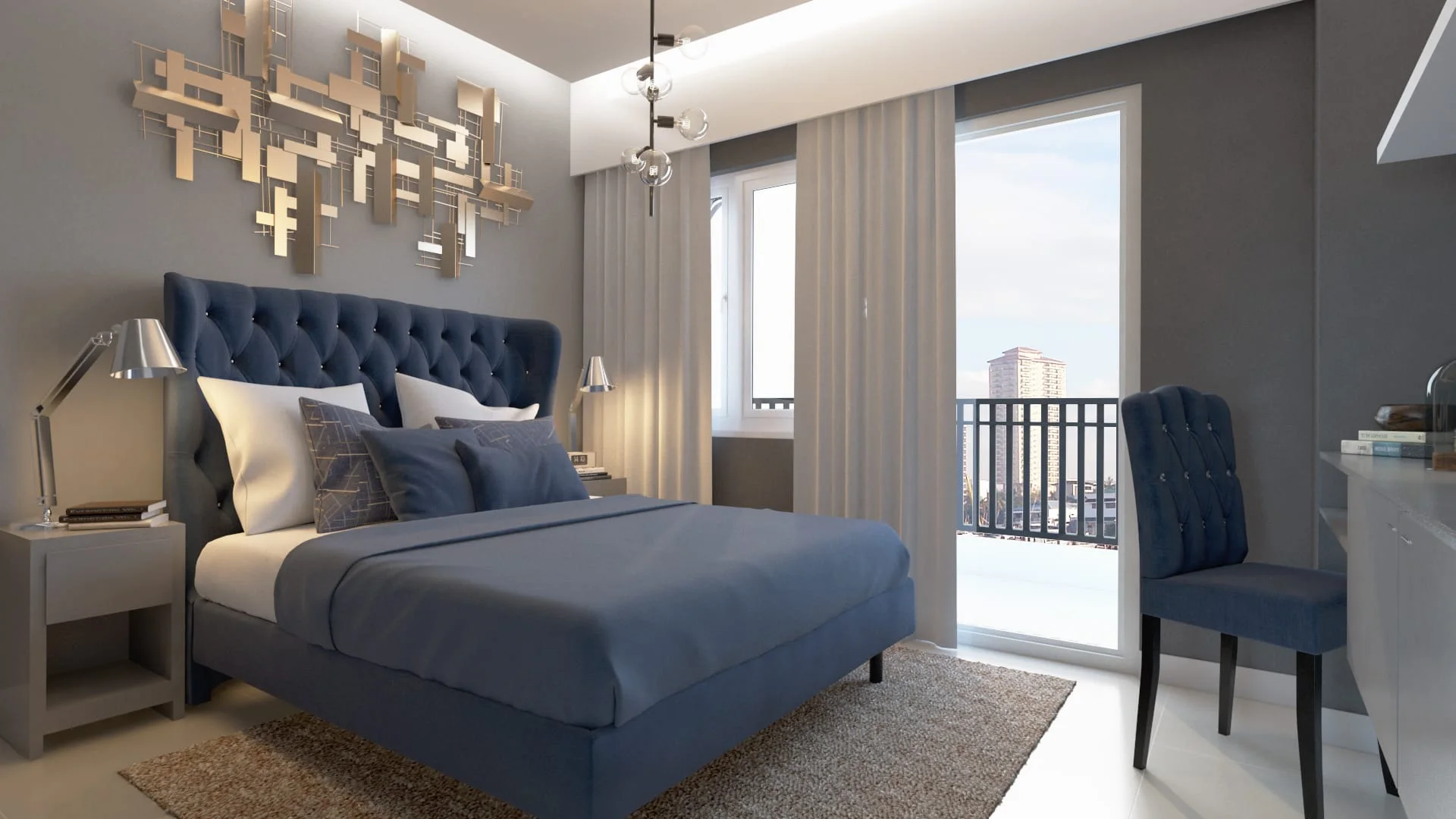 A bedroom at Glam Residences.
