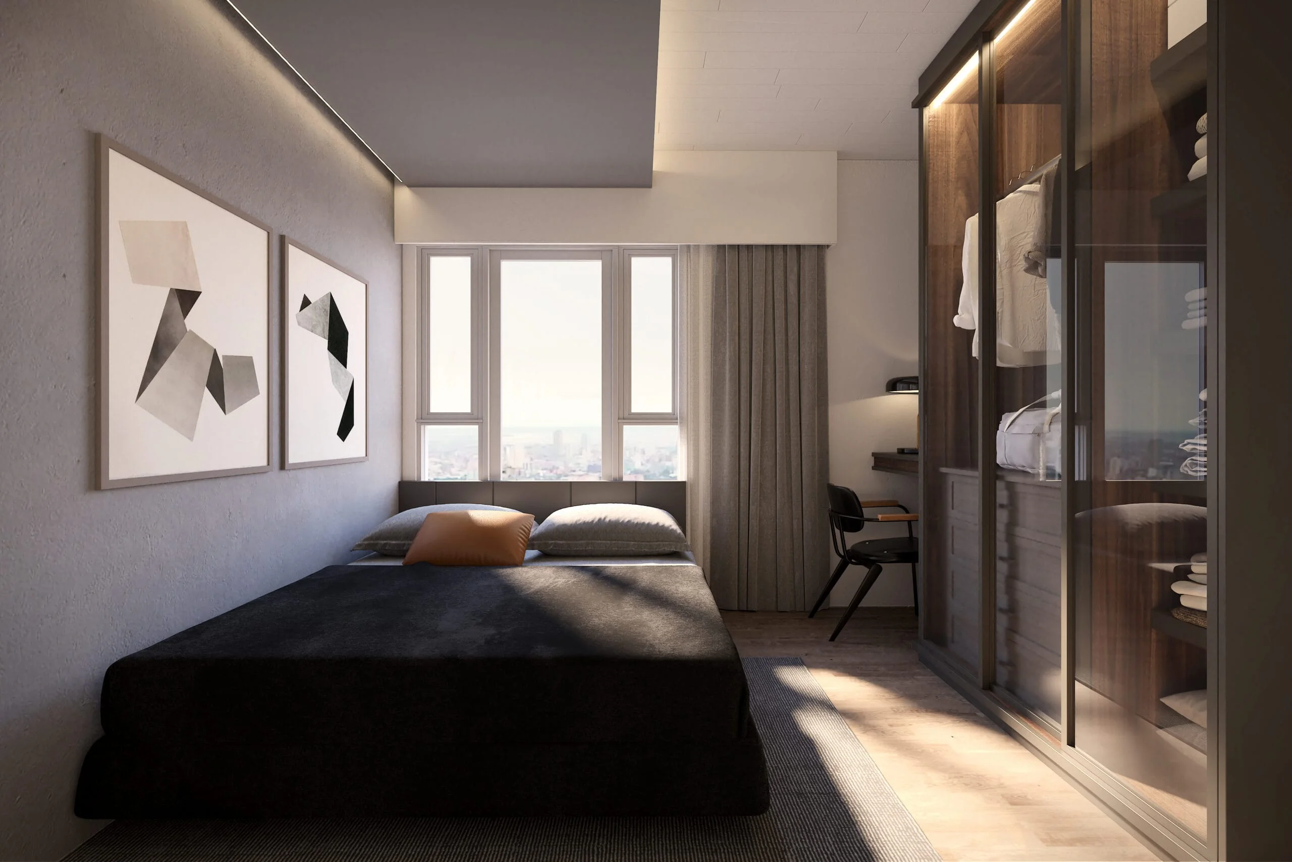 A bedroom at Jade Residences.