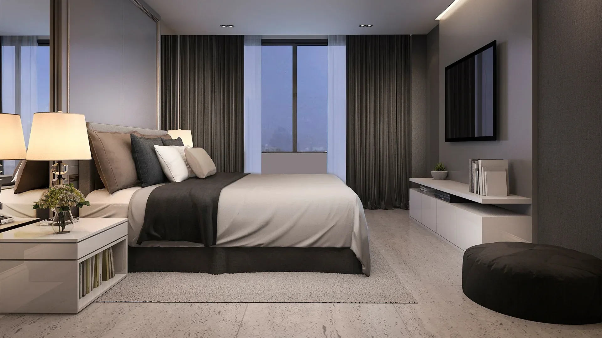 A bedroom at Hill Residences.
