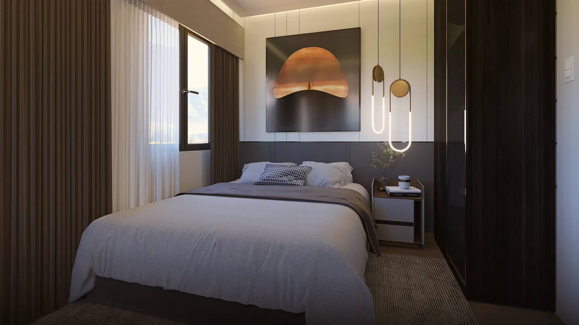 A bedroom at Twin Residences.