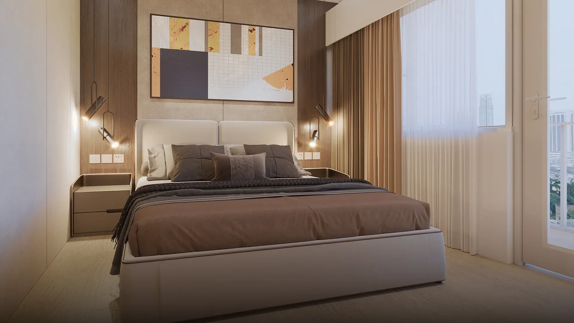 A bedroom at Sands Residences.