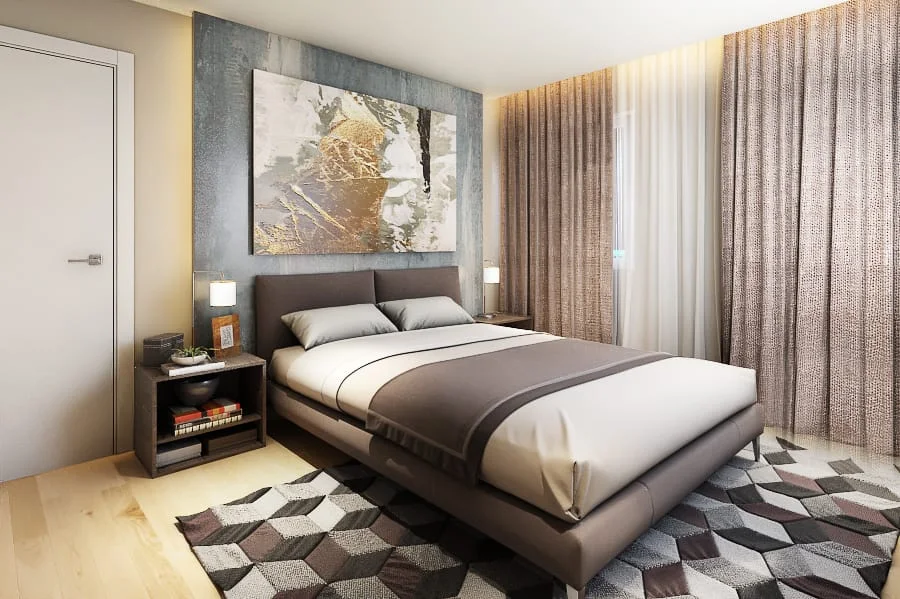 A bedroom at Gem Residences.
