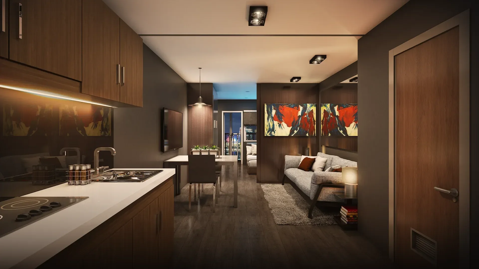 A unit kitchen and dining area at Air Residences.