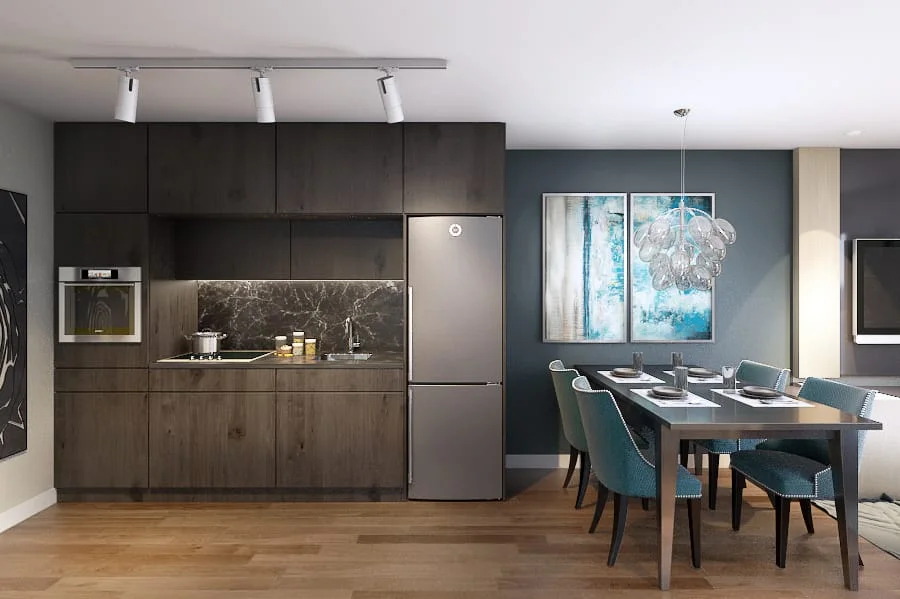 A unit kitchen and dining area at Gem Residences.