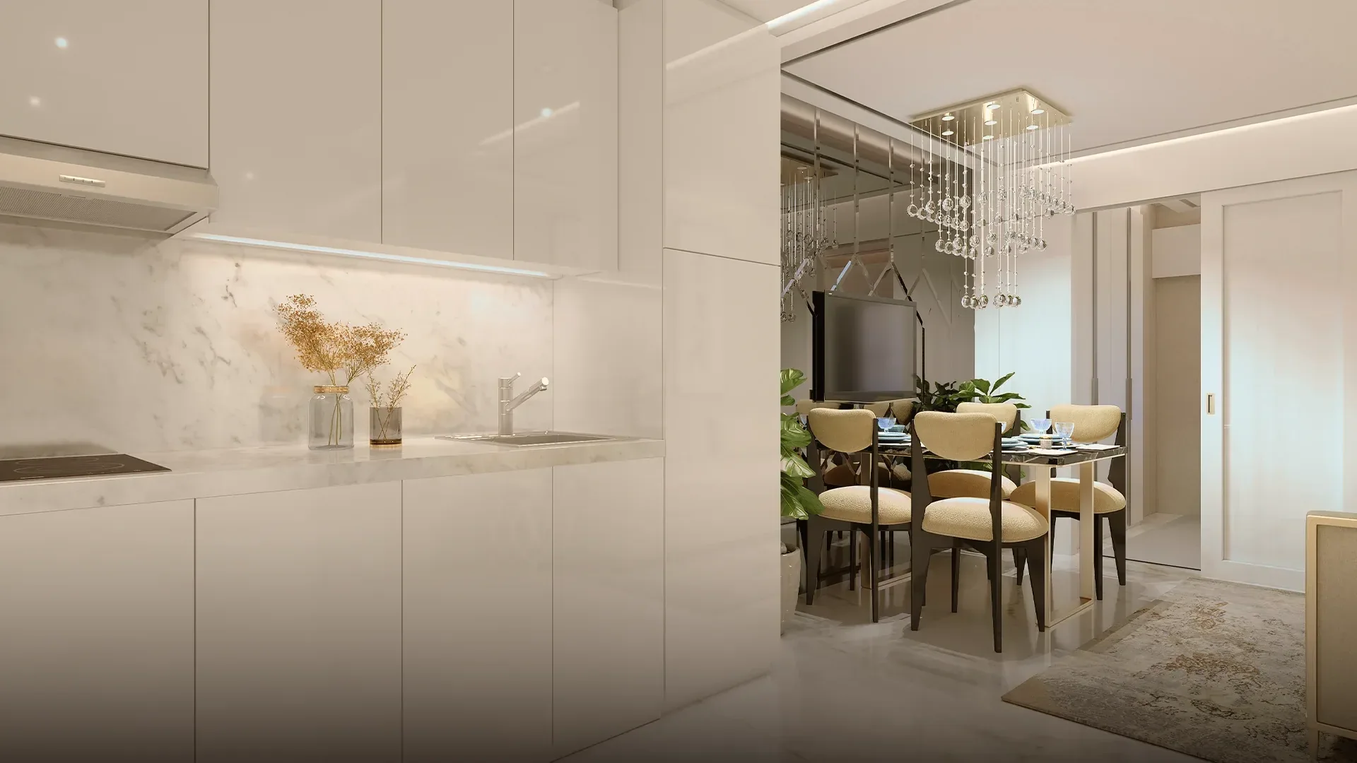 A unit kitchen at Twin Residences.