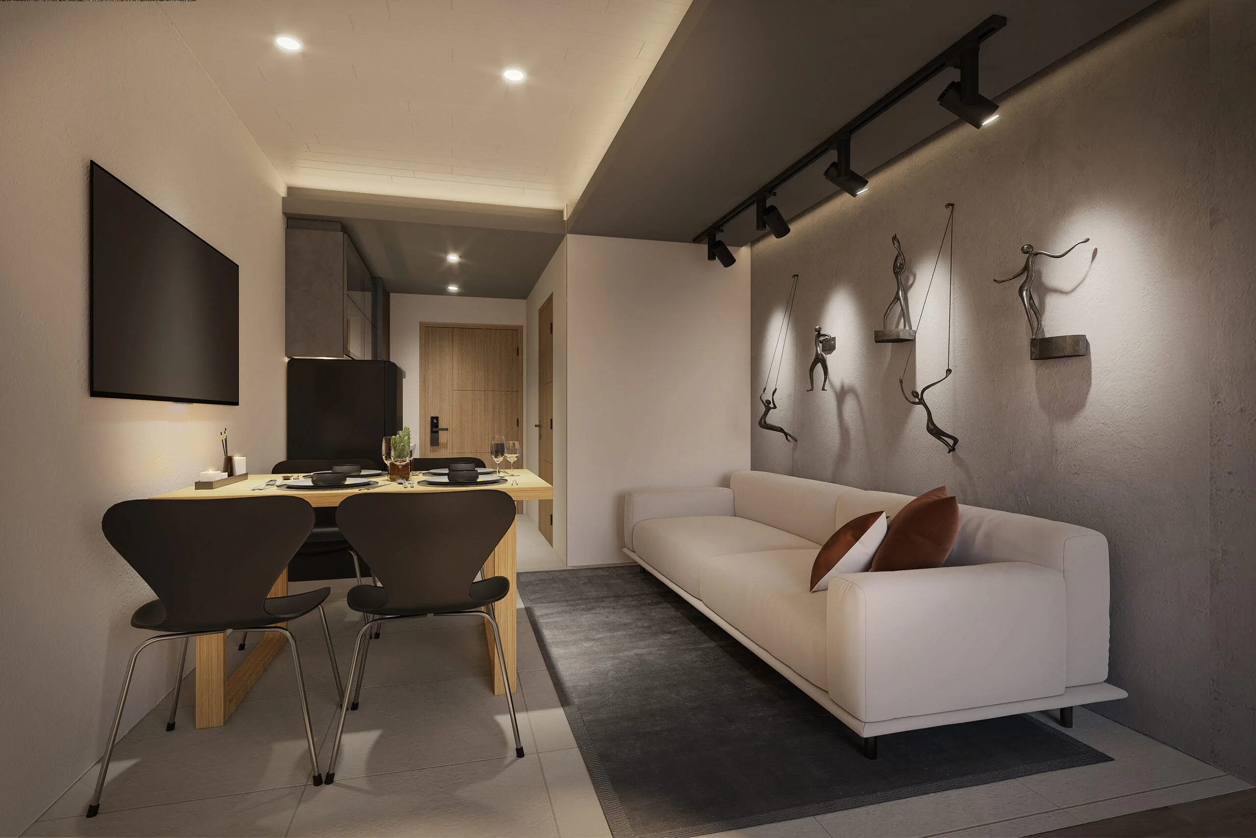 A Jade Residences model unit living area in Makati City.