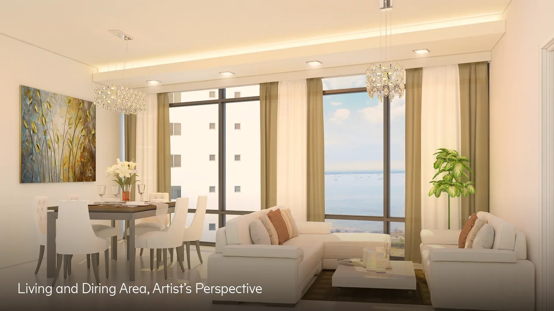 A Shore 2 Residences model unit living and dining area near Mall of Asia, Pasay City.