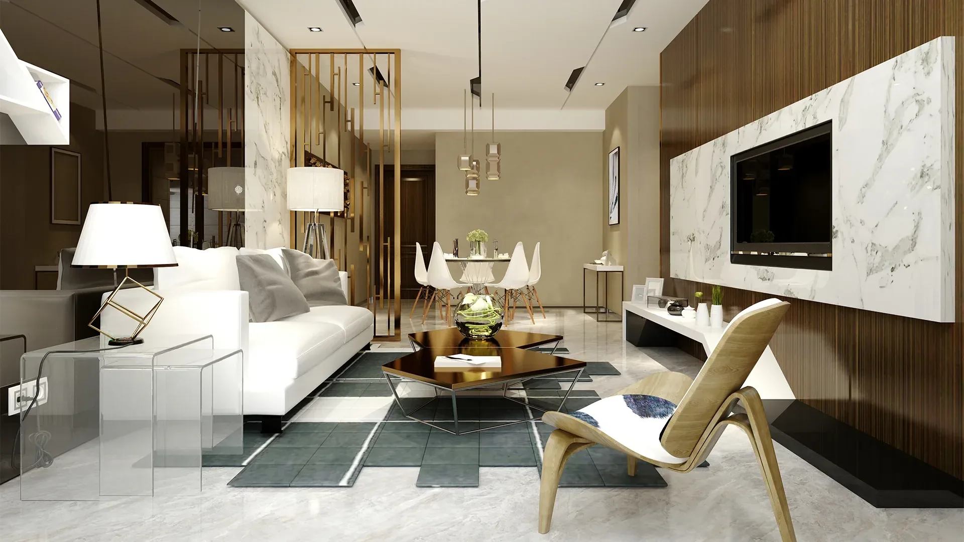 A unit living room at Hill Residences.