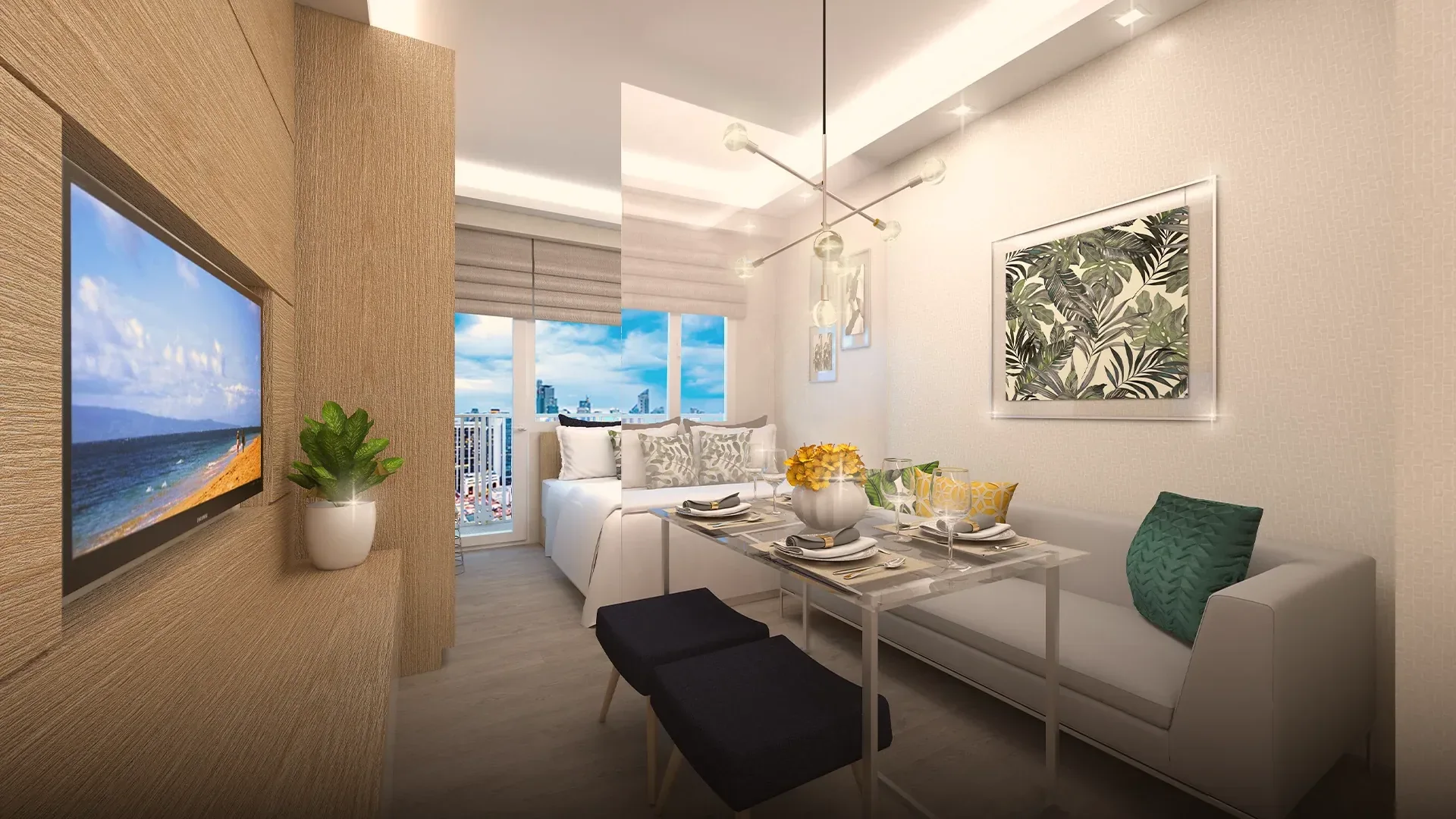 A unit living area at Lush Residences.