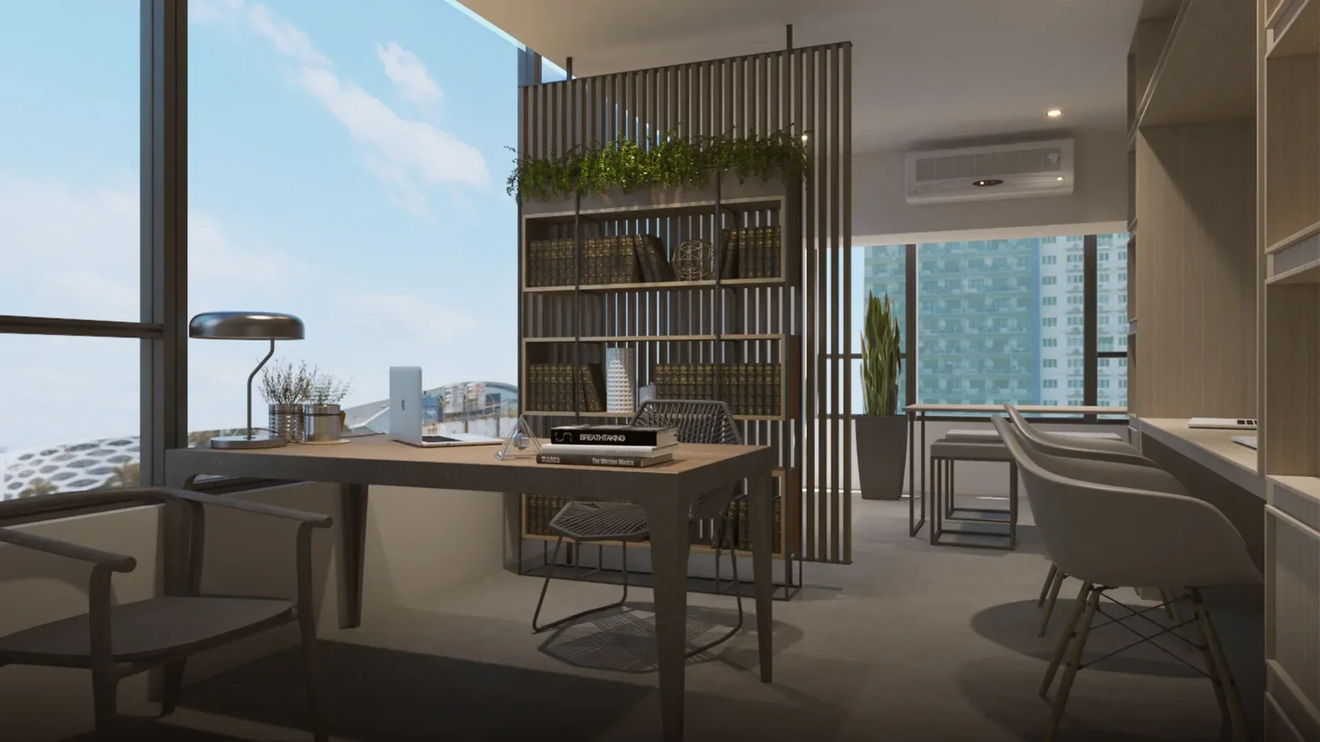 A unit work-from-home office area at Ice Tower Residential Offices.